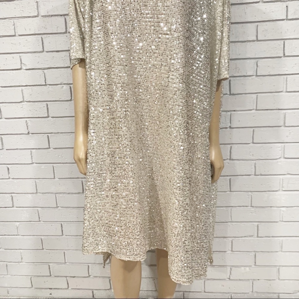 Zara Women’s Sequin Knit Ecru‎ Cape - Picture 3 of 10